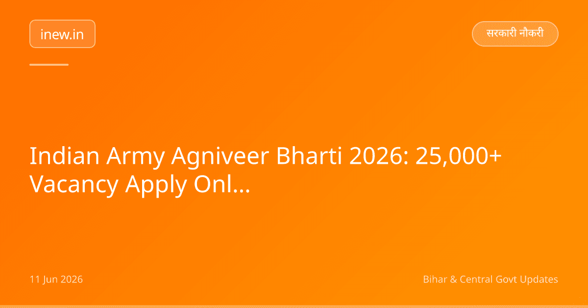 Indian Army Agniveer Bharti 2026: 25,000+ Vacancy Apply Online!